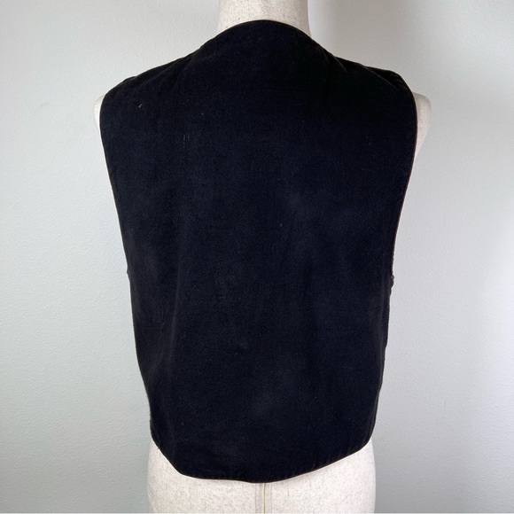 Embroidered Vest Women's Small* Retro Cross Stitch Black Pink Red Granny Core - Picture 3 of 12